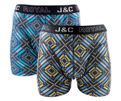 J&amp;C 2-pack Heren boxershorts H242-30060 Gold/Aqua