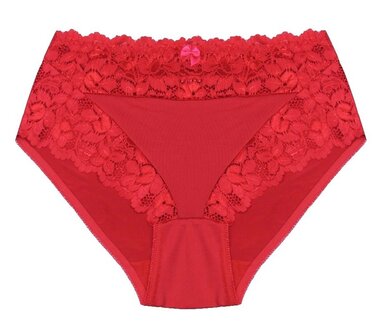 J&amp;C Dames tailleslip met kant Rood H805