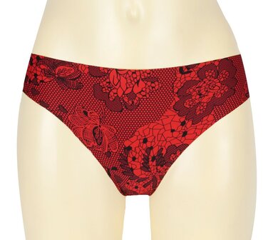 6-pack J&amp;C Naadloze dames string 1704 rood geprint