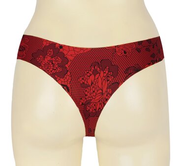 6-pack J&amp;C Naadloze dames string 1704 rood geprint